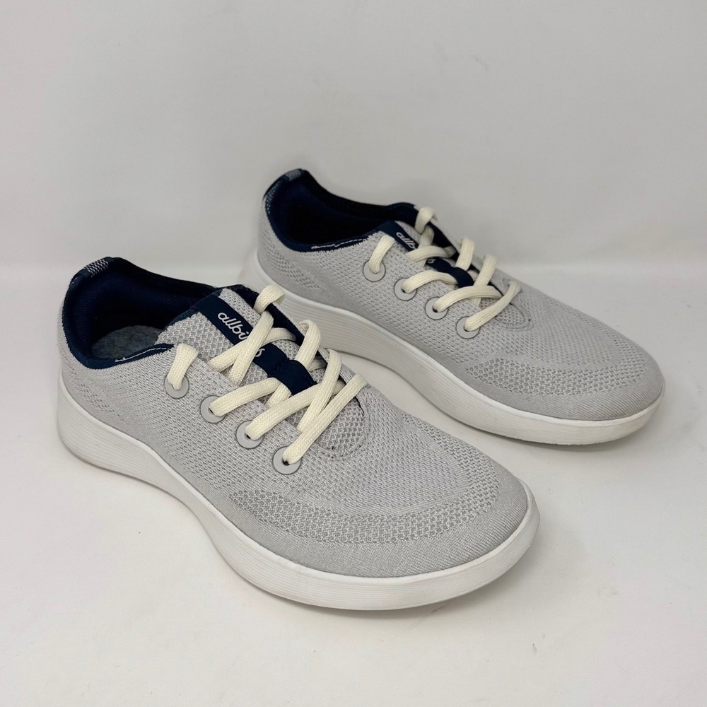 Allbirds Tree Runner Go TRG Mens 8.5 EU 41.5 Grey Navy Knit Low Top Sneakers